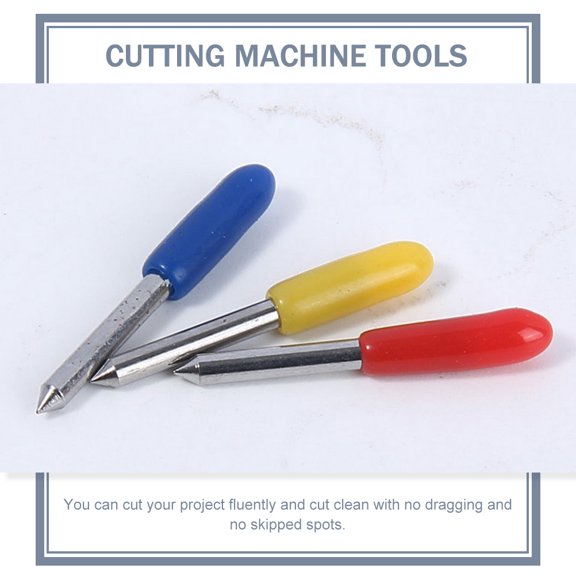 BESTYASH 50Pcs Yellow Tungsten Steel Cutting Blades for Vinyl Cutter Machine with Rubber Cover for Lettering Projects