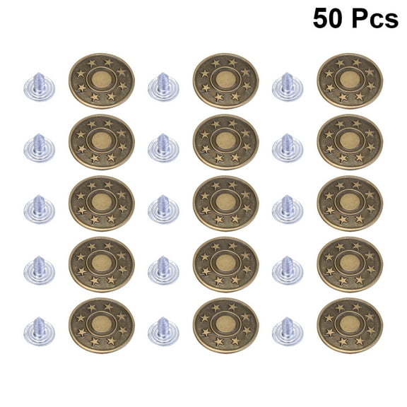 BESTYASH 50-Pack Metal Jean Buttons Set, and Sturdy Replacement for Jeans, Shorts, Jackets, and Suspenders