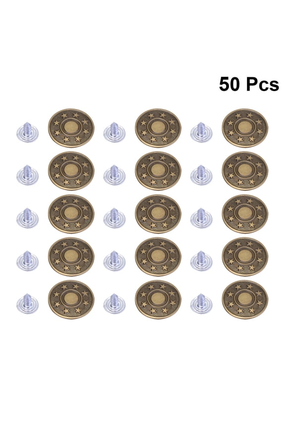 50-Pack Metal Jean Buttons Set, and Sturdy Replacement for Jeans, Shorts, Jackets, and Suspenders