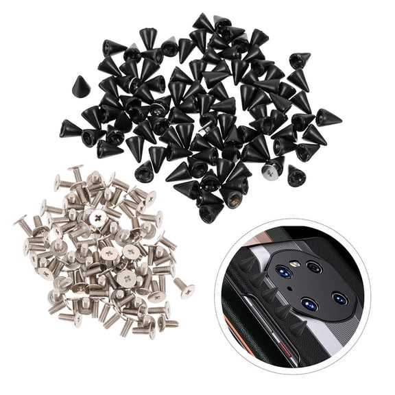 BESTYASH 50pcs Black Coneshaped Metal Rivets for DIY Decoration on Clothes Shoes Bags and Accessories