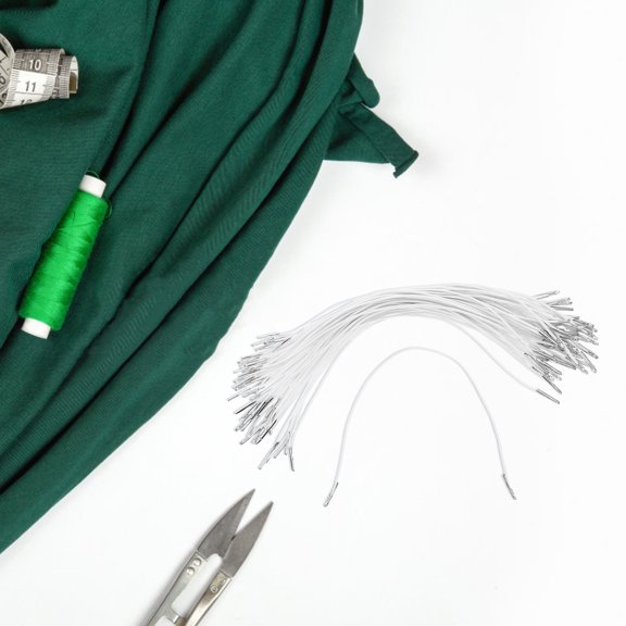 BESTYASH 50pcs Elastic Cords with Metal Ends for Adjustable Fastener on Masks Badges and Signs Back to School