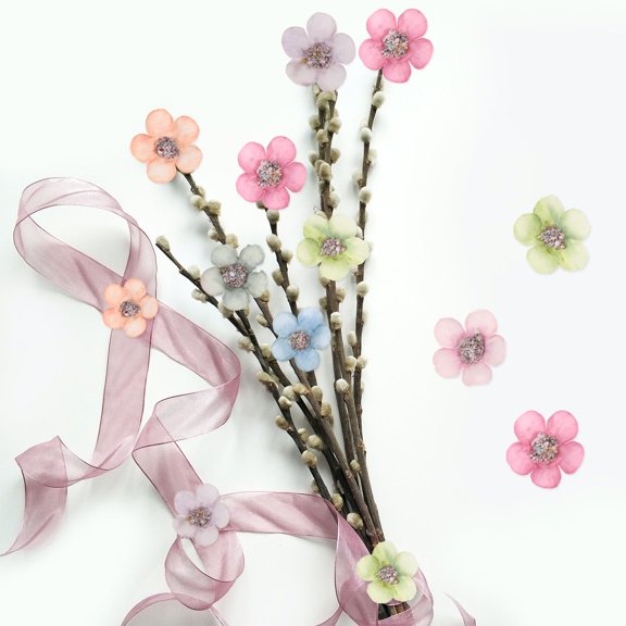 BESTYASH 50pcs Cute Flower for Crafts, Flower Core Decorations for Scrapbooking, Card Making, and Projects