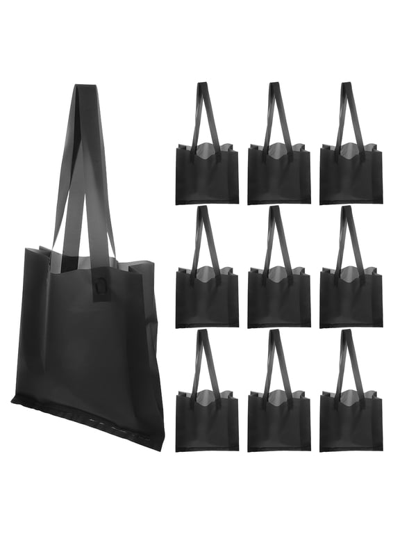 50Pcs Medium Sized Black Tote Bags for Versatile Home and Store Use