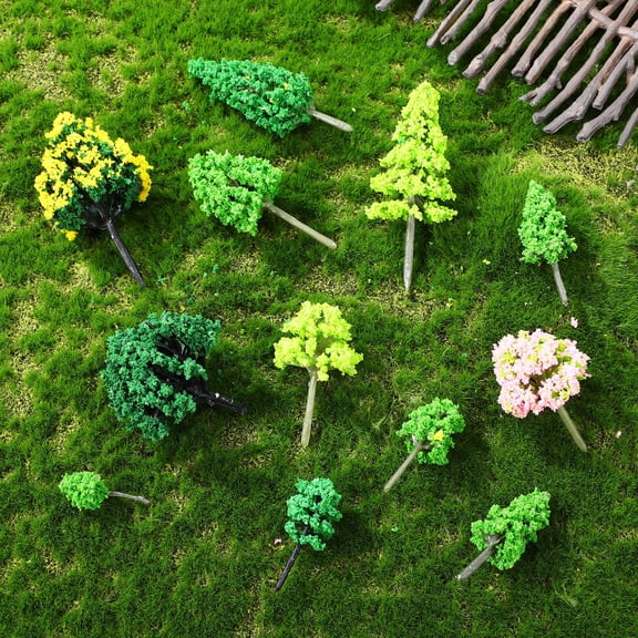 BESTYASH 55Pcs Artificial Model Trees in Assorted Colors for Craft Diorama and Green Scenery