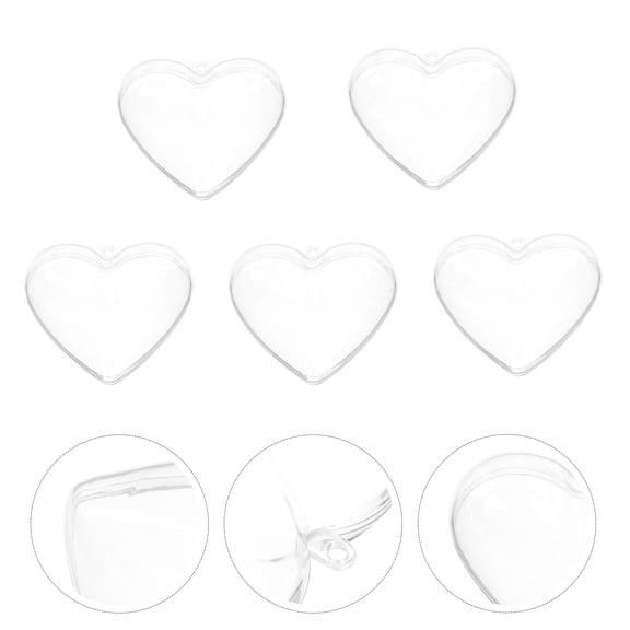 BESTYASH 5-Pack Heart Shaped Clear Plastic Candy Boxes Transparent Containers for Wedding Party Favors and