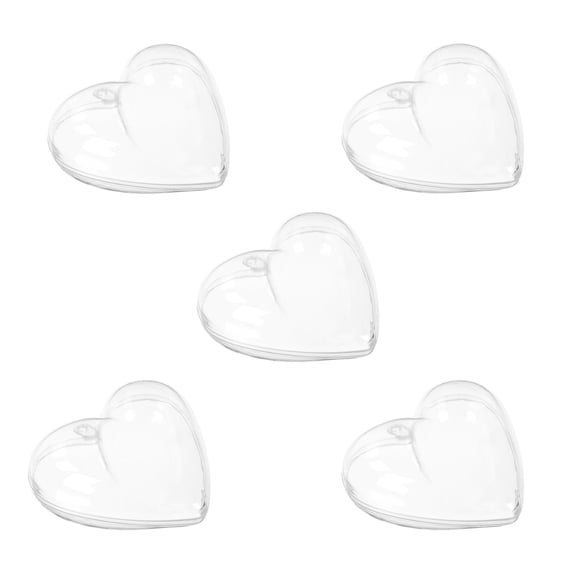 BESTYASH 5-Pack Heart Shaped Clear Plastic Candy Containers, Transparent Boxes for Wedding, Party, and Packaging