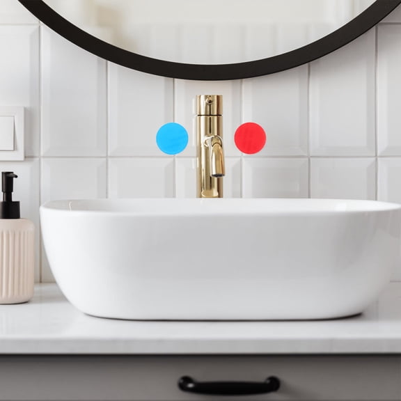 BESTYASH 5Pairs Hot and Cold Water Signs for Hotel Faucets Adhesive Durable Water Temperature Indicator Labels