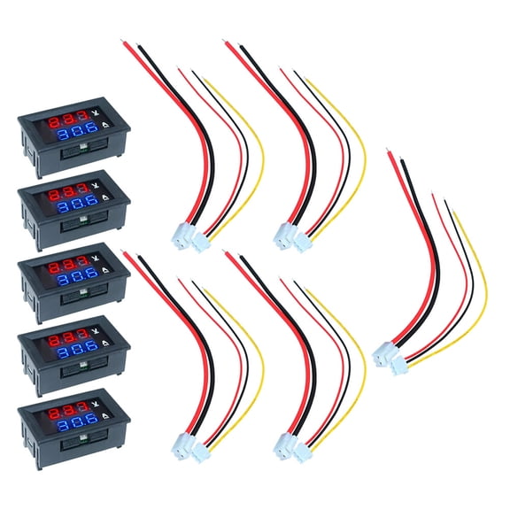 BESTYASH 5Pcs 10A Digital Voltmeter Ammeter Car Voltage Current Tester Monitor Panel with High Accuracy Dual Display