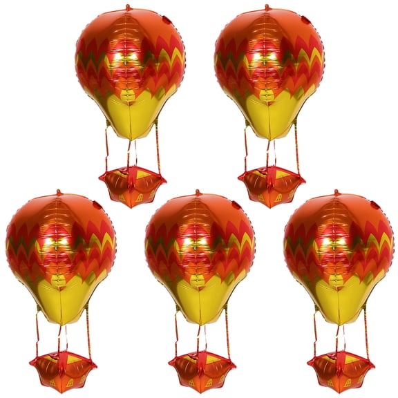 BESTYASH 5Pcs Aluminum Foil Hot Air Balloon Balloons Easy Inflate Orange Party Decor