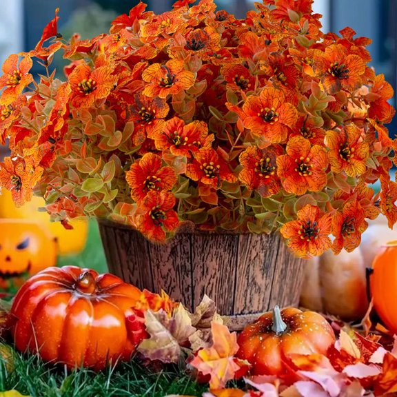 BESTYASH Outdoor Fall Flowers Faux Silk Orange Yellow Daisy for Wedding Decor