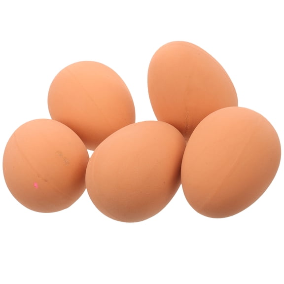 BESTYASH 5Pcs Beige Rubber Egg Shaped Bouncy Interactive Ball for Small Puppies