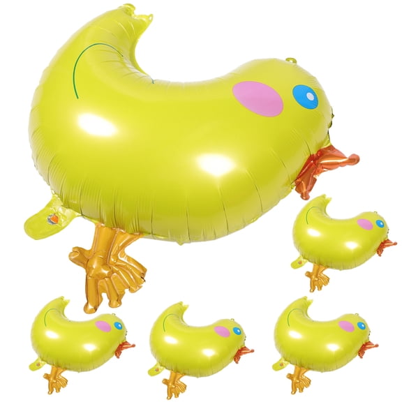 BESTYASH 5Pcs Birthday Balloons Set Yellow Chickens Pattern Durable Foil Balloons for Party Decor