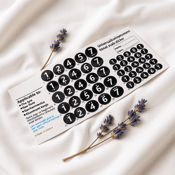 BESTYASH 5Pcs Pan Flute Finger Chart Stickers Black PVC Instrument Labels for Quick Note Identification
