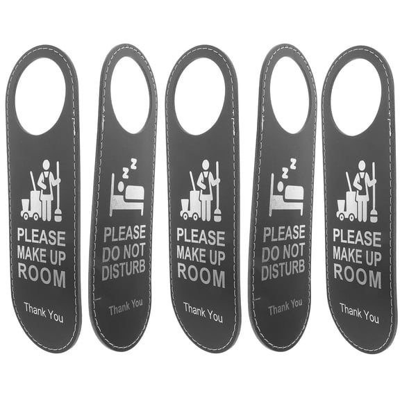 BESTYASH 5Pcs Clean Room Door Tags Hotel Black Modern Style for Hotel Staff