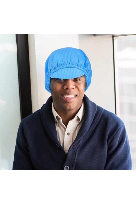5Pcs Blue Anti Static Cap with Breathable Polyester Mesh for Electronics and Clean Industry