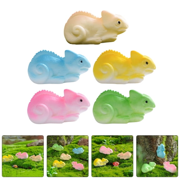 BESTYASH 5Pcs Tiny Resin Lizard Figures Assorted Colors High Realism Miniatures for Garden and Dollhouse Decor
