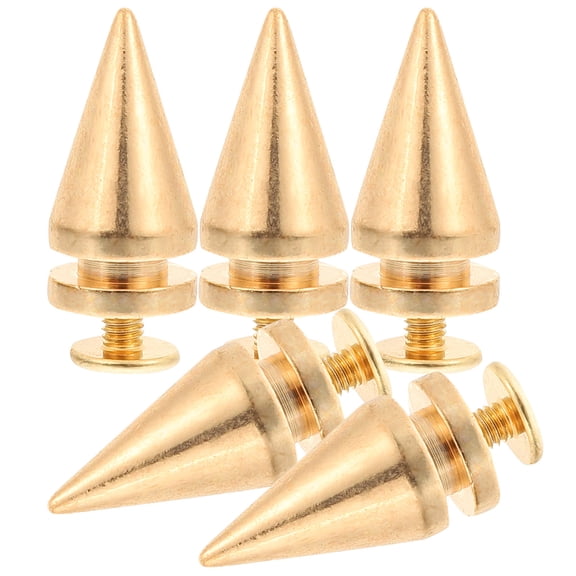 BESTYASH 5Pcs Cone Rivet Craft Golden Alloy Metal Studs for Clothing Decor