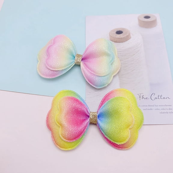 BESTYASH 5Pcs DIY Bow Charms Fabric Bows for Hair Clip Accessories and Craft Embellishments