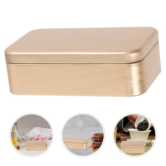 BESTYASH 5Pcs Decorative Metal Tin Boxes with Lids Brushed Finish Storage Containers for Small Items