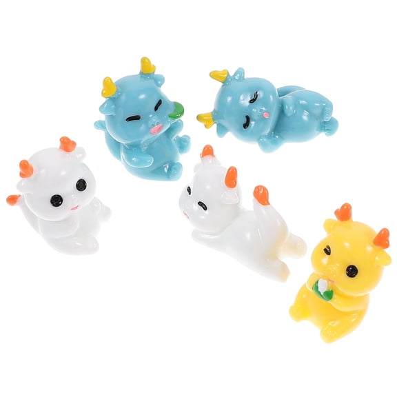 BESTYASH 5Pcs Small Dragon Figurines Assorted Color Dragon Craft for Family Members