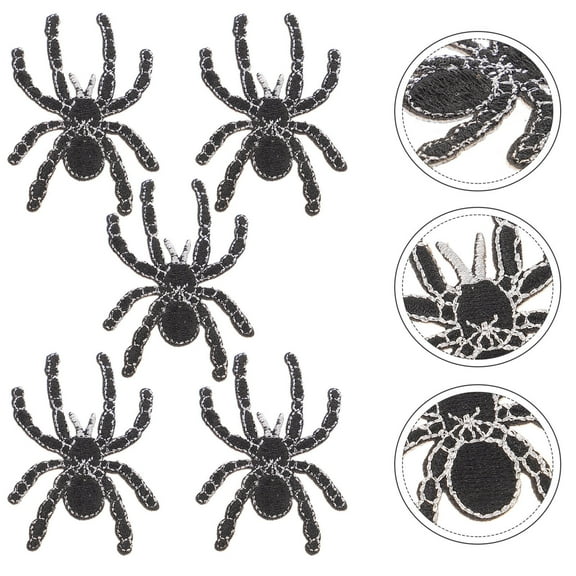 BESTYASH Embroidered Black Spider Patch for Sewing and Clothes Decoration 5Pcs