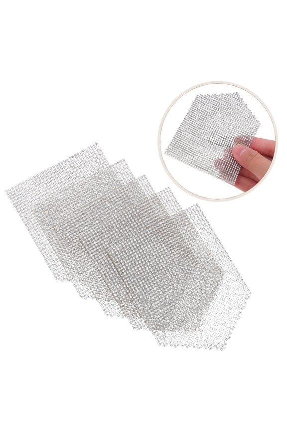 5Pcs White Rhinestone Iron on Patches Durable Crystal Applique for Jeans Jackets Decor