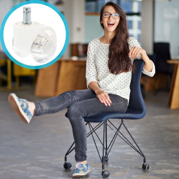 BESTYASH 5-Pack White PU Chair Caster Wheels 360-Degree Swivel Smooth Rolling Replacement for Office and Home Use