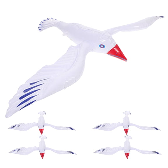 BESTYASH 5Pcs Inflatable Seagull Pool Decor White Plastic Floating Beach Party Decorations
