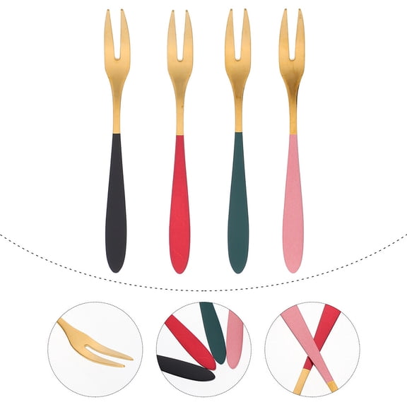 BESTYASH 5Pcs Lightweight Stainless Steel Cake Forks Assorted Colors for Home Party Tableware