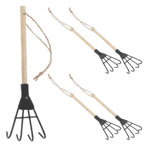 BESTYASH 5Pcs Metal Rake Small Iron Rake for Soil Cultivation in Gardens and Yards