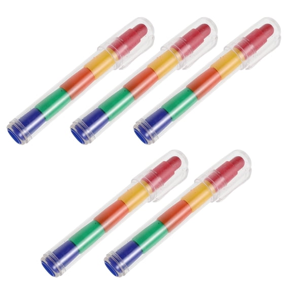 BESTYASH 5Pcs Multi Color Stackable Crayons Chunky Buildable Crayon Set with Snap Connection for Smooth Drawing
