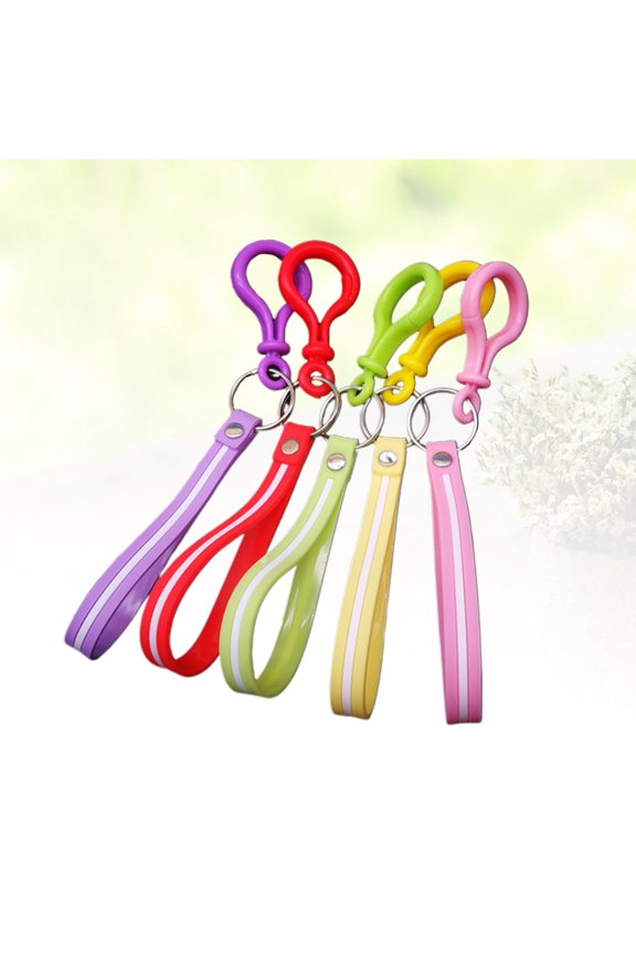 5-Pack PVC Candy Color Wrist Straps Hanging Pendants for Office, School, Travel, and Key Accessories