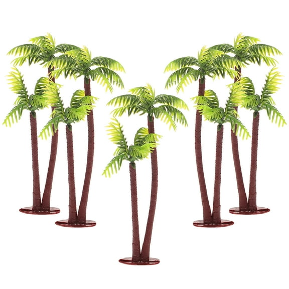 BESTYASH 5Pcs Palm Tree Miniatures Plastic Green Waterproof for Small Garden and Dollhouse