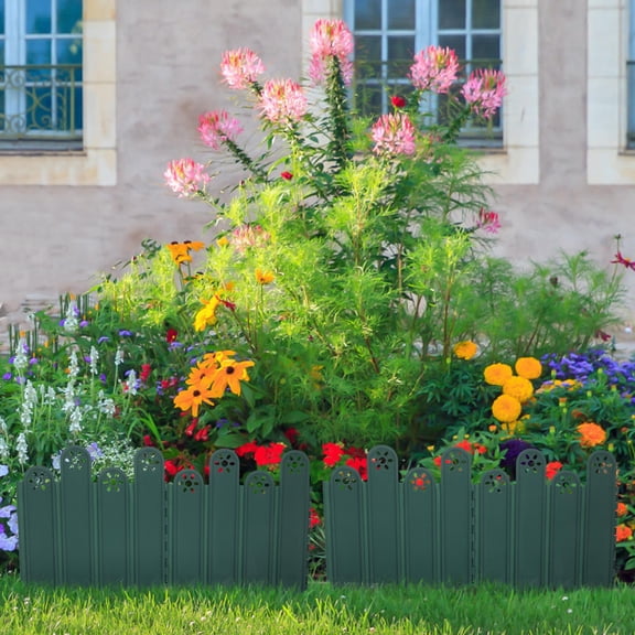 BESTYASH 5Pcs Plastic Garden Edge Set Decorative Lawn Border Edging for Landscape and Garden Beds