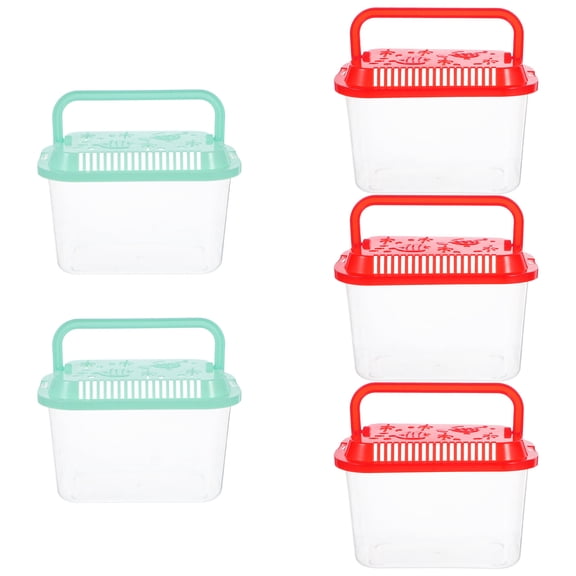 BESTYASH 5Pcs Lightweight Plastic Fish Transport Container Portable Travel Fish Tank for Storage