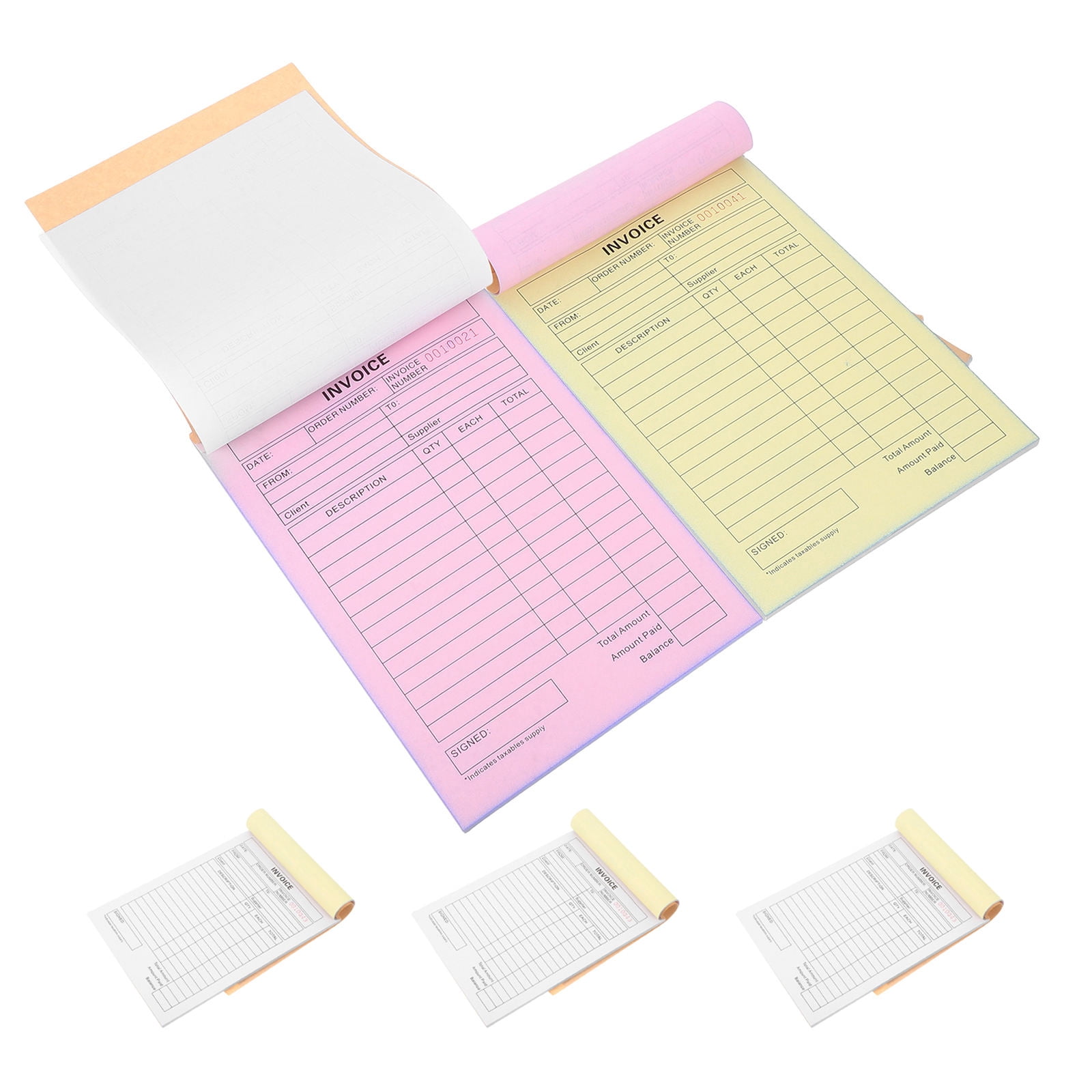 BESTYASH 5-Pack Portable Three-Part Receipt Books with Stiff Backing for Small Business Invoice and Record Pads