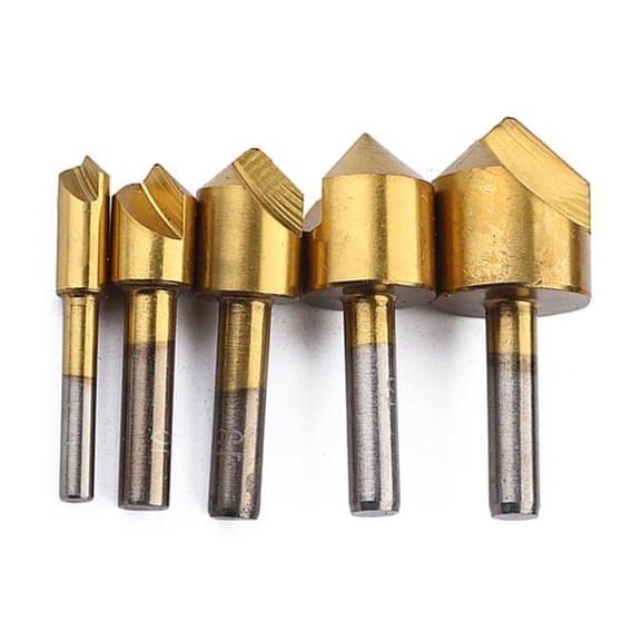 BESTYASH 5Pcs Rustproof Cobalt Steel Chamfer Tool with Groove for Easy Debris Discharge