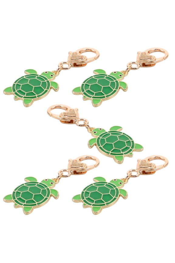 5Pcs Sea Turtle Keyring Green Metal Animal Keychain Cute Portable Bag Ornament