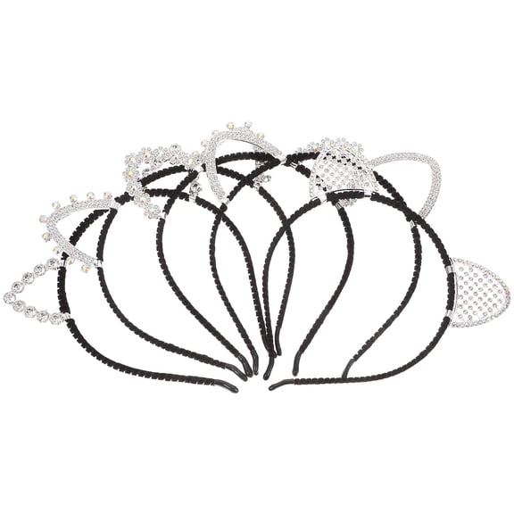 BESTYASH 5Pcs Shiny Cat Ear Hair Hoops Cute Rhinestone Hair Decoration for Young Girls Party