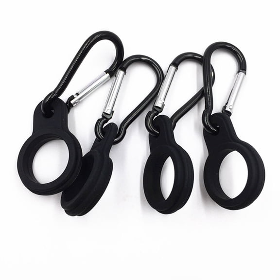 BESTYASH 5Pcs Silicone Water Bottle Carrier Clip Black with Scratch Resistant Design for Travel