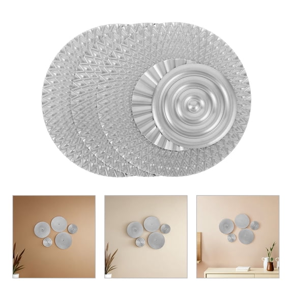 BESTYASH 5Pcs Silver Metal Sun Wall Art Reflective Round Abstract Wall Hanging Decor