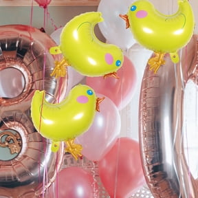 BESTYASH 5Pcs Yellow Chickens Pattern Birthday Balloons Durable Foil Balloons for Party Decor
