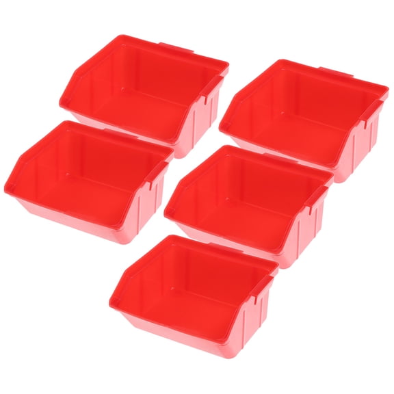 BESTYASH 5Pcs Stackable Plastic Storage Bins Red ABS Material for Tool and Parts Organization in Garage Or Office