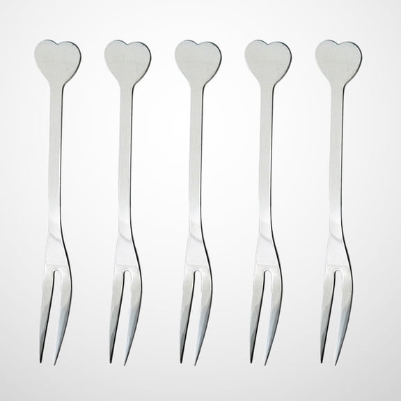 BESTYASH Stylish Stainless Steel 2-Prong Forks, Plated Silver Dessert Forks for Home, 5Pcs