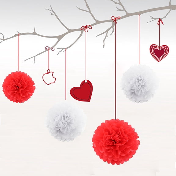 BESTYASH 5Pcs Tissue Flower Pompoms Assorted Color Decoration for Christmas and Parties