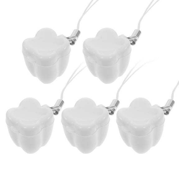 BESTYASH 5Pcs White Tooth Keepsake Boxes Plastic Lost Tooth Cases with Hanging Rope for Easy Carrying