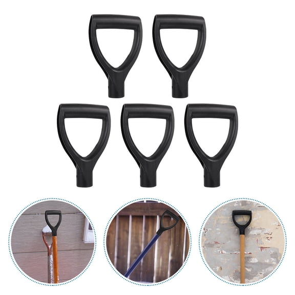 BESTYASH 5Pcs Universal Shovel Handle Black PP Simple Design for Outdoor Cleaning
