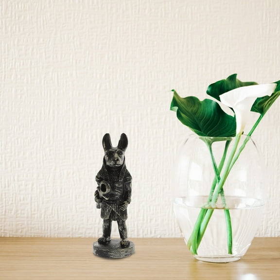 BESTYASH 5Pcs Vintage Black Resin Egyptian Statue Set for Stylish Interior Decor