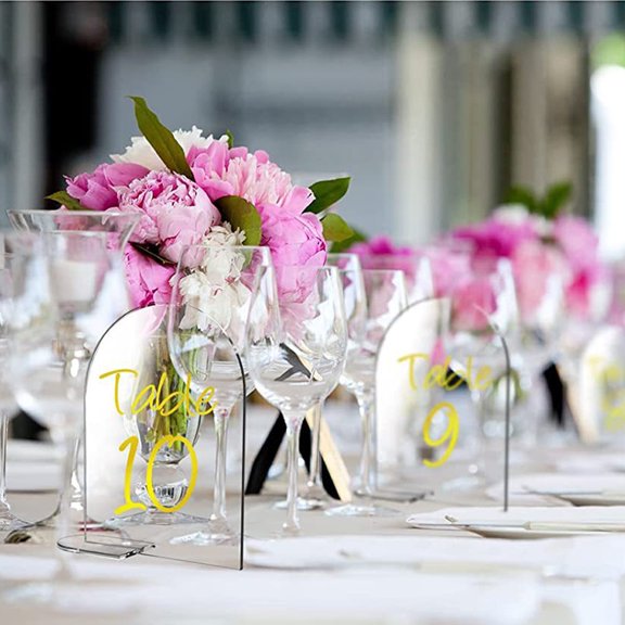 BESTYASH 5Set Transparent Acrylic Wedding Number Rack Tabletop Number Display Stand for Seating