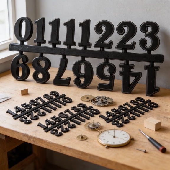 BESTYASH 5Sets Black Plastic Clock Numbers Kit for Easy Replacement and Repair